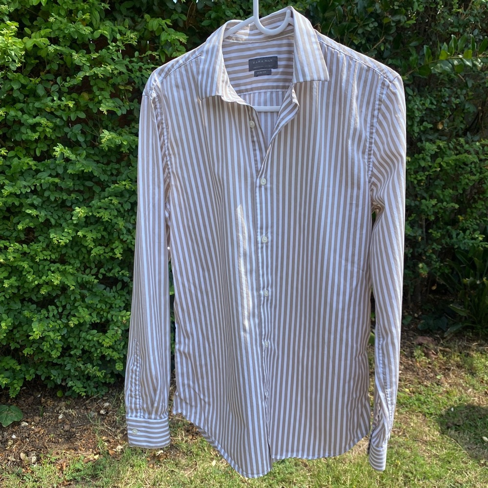Zara Man stripe button down dress shirt size small